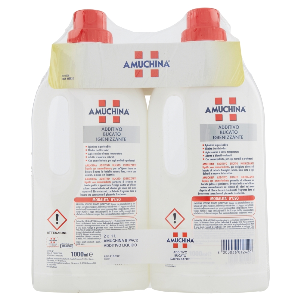 Amuchina Bucato Additivo Igienizzante con Ammorbidente 2x1000ml